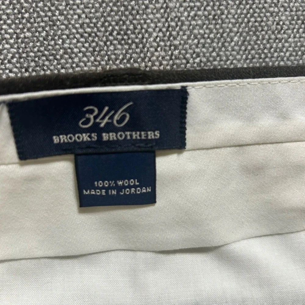 Brooks Brothers 346 Dress Pants Mens 39x30 Brown 100% Wool Flat Front Trousers